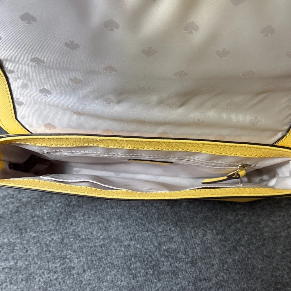 Kate Spade New York Yellow Saffiano Leather Crossbody Bag with Chain‎ Strap